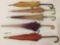 5 mid century & antique umbrellas incl. multiple colors/handle styles - see photo, as is