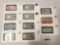 11 Franklin Mint UNC banknotes of all nations with stamps incl. China 1981, Japan, France 85, etc