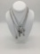 6 vintage sterling silver necklace with pendants and cut stones incl. pearls, crystal, etc