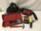 Collection of hand tools - Stanley stapler, dill and driver set, Craftsman tool belt, hammer +