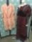 Lot of 2 vintage dresses incl. 1 red custom made Robertson dress w/ beads & birds designs + 1 more