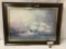 Vintage print of Samual Walters painting depicting boats during a storm in professional clean frame