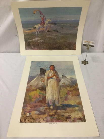 Pair of Ace Powell artist proof litho's - Buffalo & Two Dolls #'d AP of 1000