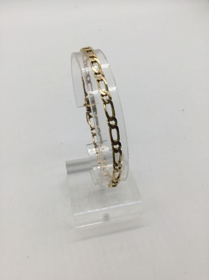 14k gold chain bracelet marked 14k 585 w/ YE hallmark - weighs 7.2 grams - 8 inches