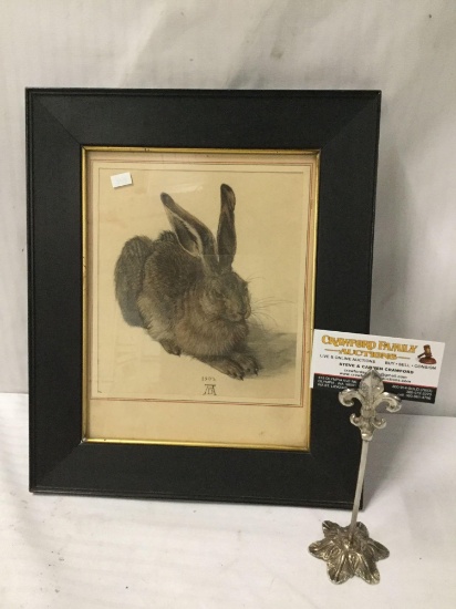 Antique print of the Albrecht Durer 1502 painting Feldhase, or, Young Hare