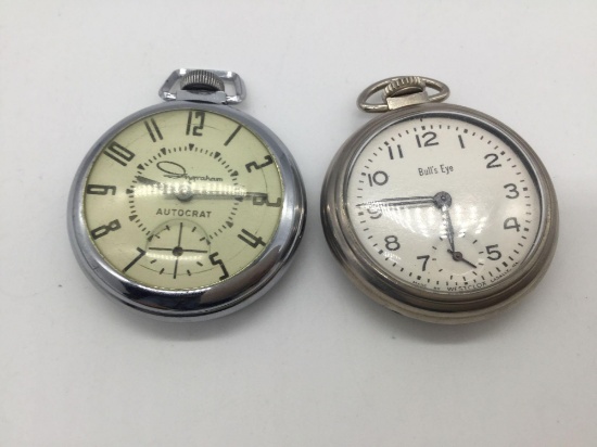 Pair of vintage pocket watches incl. Westclox Bulls Eye 90001 USA watch & Ingraham Autocrat USA