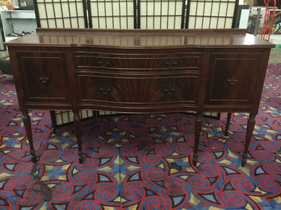 Modern mahogany 2 drawer/cabinet sideboard server cabinet with flame veneer front