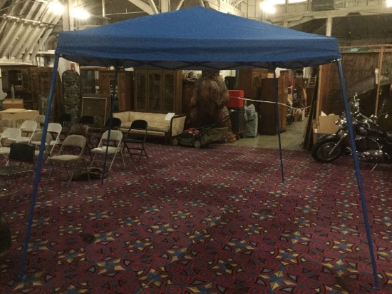Quikshade Shade Tech collapsible canopy, when expanded it is 9x9 feet