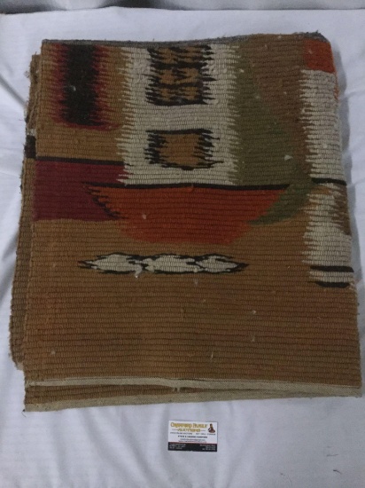 Vintage hand-made village scene gathering motif tapestry or thick blanket