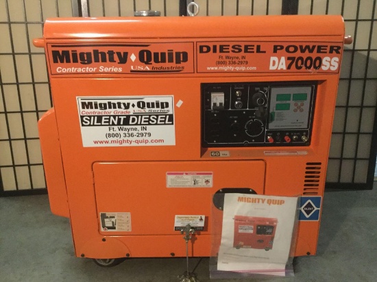 Mighty-Quip Contractor Super Duty MQ Silent Diesel generator No. DA7000SS - good cond