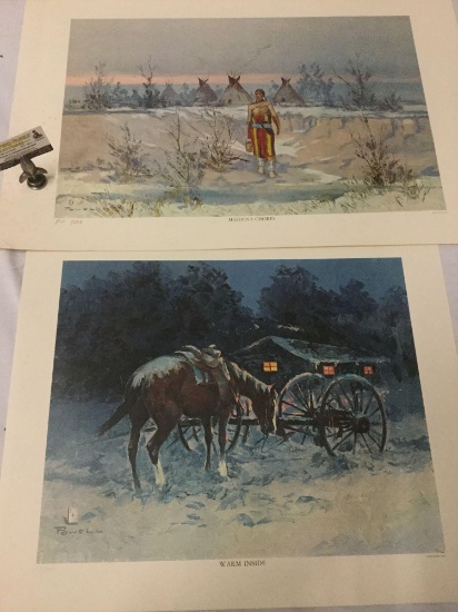 Pair of Ace Powell artist proof lithos signed & #'d - Warm Inside & Maidens Chores