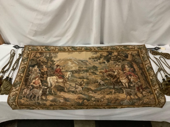 Point de Loiselles "Chasse a Courre de Detti" court hunting scene tapestry - approx $1000 new
