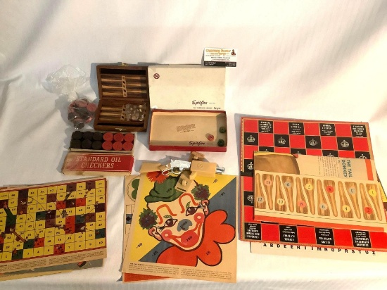 Vintage cap gun, toys and games lots incl. Spitfire cap gun with clip, cap rolls and more see desc