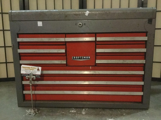 Craftsman 10 drawer tool box filled with misc tools & hardware w/ 1 key