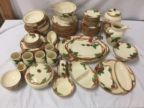 Massive 75 pc Franciscan Ware mid 50s apple pattern dining service - most pcs in great shape