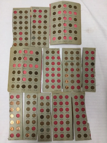 Collection of 127 wheat back pennies with dates from 1910 to 1964
