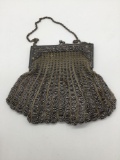 Antique Victorian ornate silverplate and mesh purse / evening bag - as is