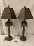 Pair of antique inspired Maitland Smith (not marked) table lamps with mid 1800's look - see pics