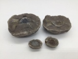 Fine specimens of 2 fossil crabs as found encased in stone halves - see pics