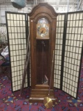 Vintage Herschede grandfather clock w/ weights, pendulum, manuals, etc