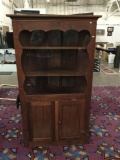 Antique early American corner cabinet hutch with glass door