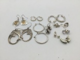Collection of 10 pairs of sterling silver earrings, some with cut stones - see pics nice pieces