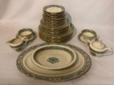 38 pc Lenox - Autumn gold rimmed china set w/ floral designs - see pics service for 8