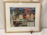 Signed San Franciscan 2-D skyline cityscape print hand signed by artist - marked 