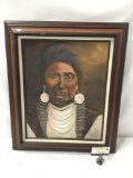 Original acrylic portrait of Native American figure - Chief Joseph on canvas - signed MUR