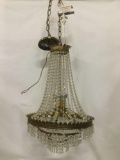 Vintage art deco crystal chandelier with floral metal brass frame - lovely piece