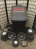 Bosch Wiper Blades bin filled with twenty small wheels