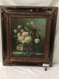 Original still life oil painting in ornate mid 1800s influenced frame - signed Arnolt by artist