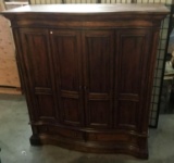 Modern 2 drawer media cabinet with mahogany stain - good cond