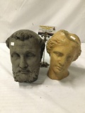 Pair of replica stone Greek busts - Socrates & one other