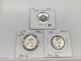 3 silver American coins incl. 1947-S BU Washington quarter & a 1872 var 4 seated liberty half dime
