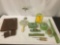 Antique art deco bakelite vanity set incl. frame, clock, comb, picks, mirror