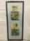 2 Traditional Japanese Samurai scene prints with writing - circa 1940's in frame