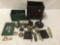 Collection of vintage and modern door hardware. Largest box measures approx 8x8x6 inches.