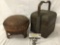 Lot of 2 antique Asian food containers; woven rice basket and bento box