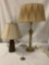 Lot of 2 table lamps w/ shades, vintage and modern, working, approx 29x15 inches