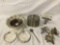 8 pc vintage silver plate - stone inlay letter opener, decorative Asian bowl, etc