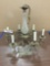 Vintage gold tone chandelier with crystals. Untested. Measures approx 20x20x18 inches.