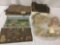 Decorative tapestries, heavy fabrics and a furniture cover, approx. 17x16x5 inches.