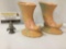 Pair of art deco Weller cornucopia ceramic vases with flower design - good cond
