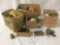 Four boxes full of misc hardware, incl. knobs, hinges, outlet panels, and more. Approx. 17x12x18