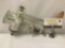 Vintage Universal meat grinder with clamp, approx. 12x11x4 inches.