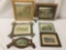 Six framed images of rural life, one of which has a hand towel bar, some wear as is, approx.15x12x2