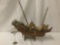Model wooden Chinese junk boat with stand, some wear see pics, approx. 24x12x24