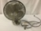 Vonnado chrome fan, tested and working but has disconnected from base at neck, approx 15x17x10