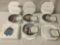 Five Marilyn Monroe commemorative plates with COAs and one glass wolf piece, approx. 9x9x14 inches.